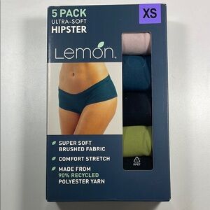 NWT Lemon Ladies’ Ultra Soft Hipster, 5-pack, Size XS
